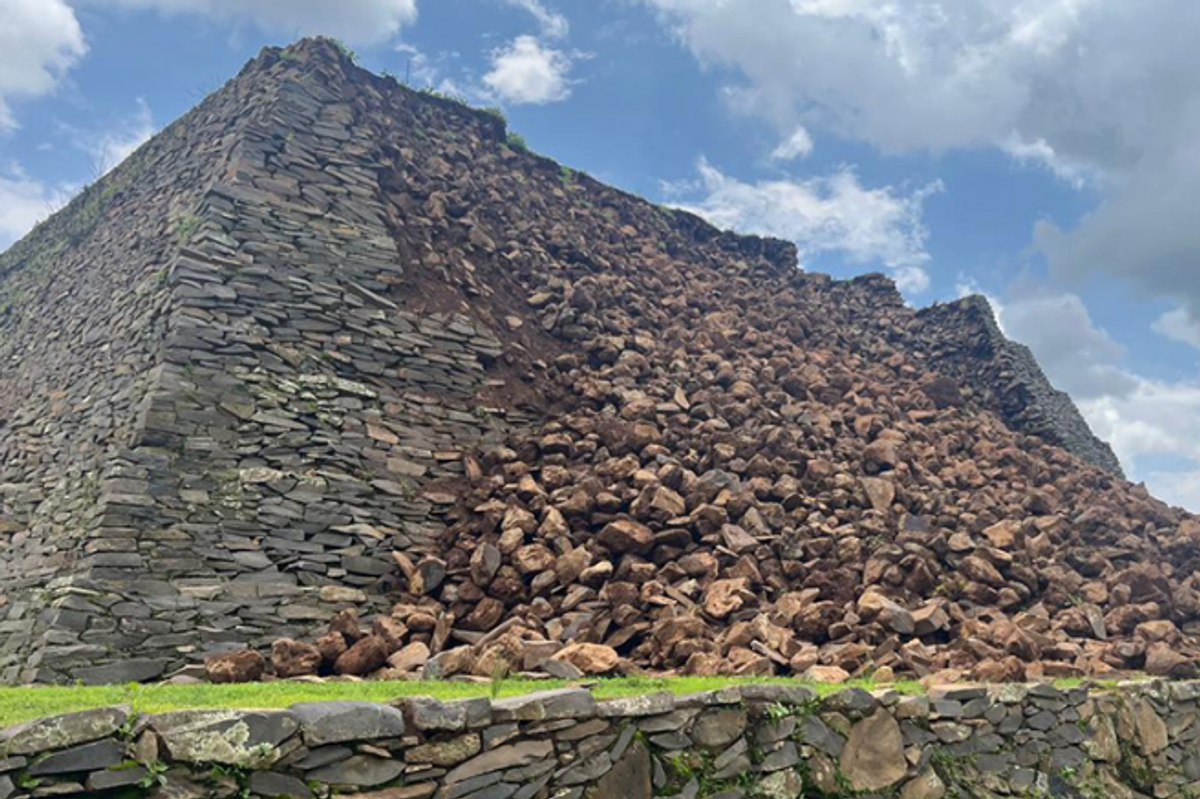 One of two pyramids located in Mexico's Ihuatzio Archaeological Zone, Michoac\u00e1, collapsed following heavy rainfall