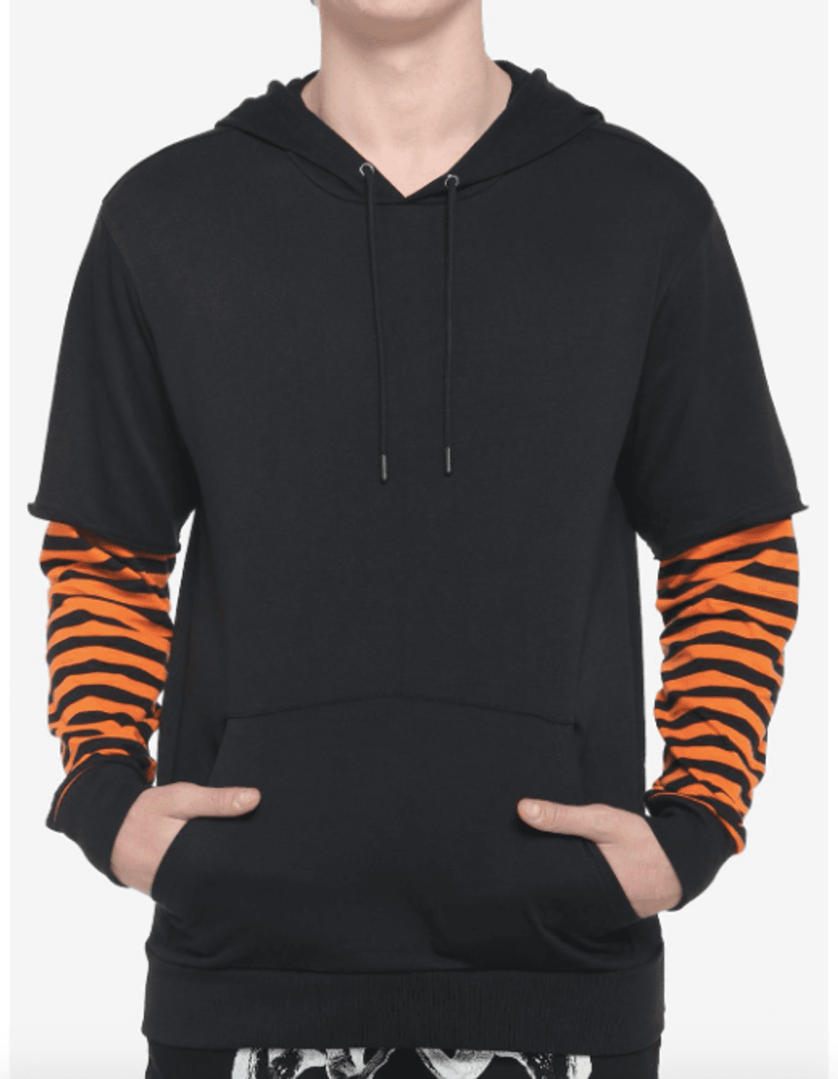 Orange & Black Stripe Twofer Hoodie indy100