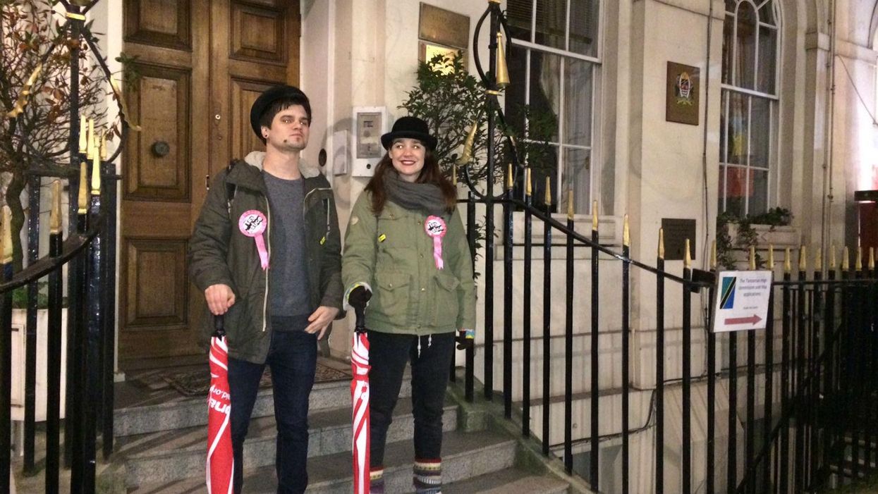 Our tour guides for the evening: ActionAid's Tom Barns and Natasha Adams