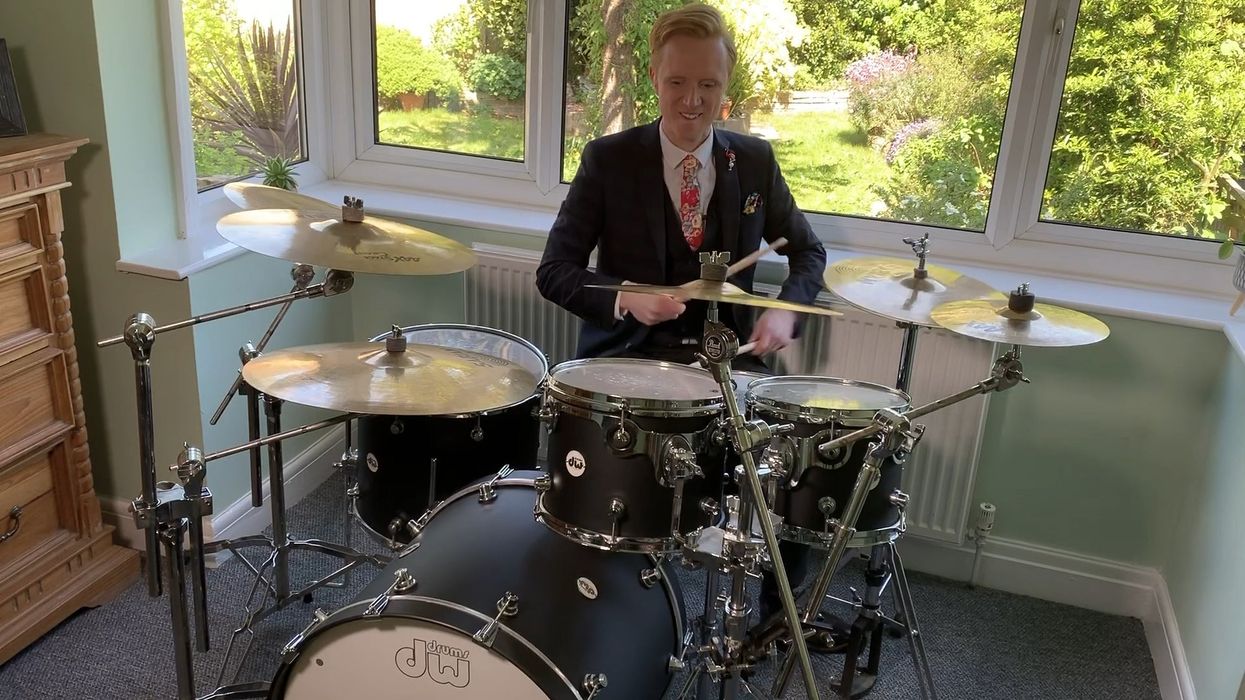 Owain Wyn Evans on the drums