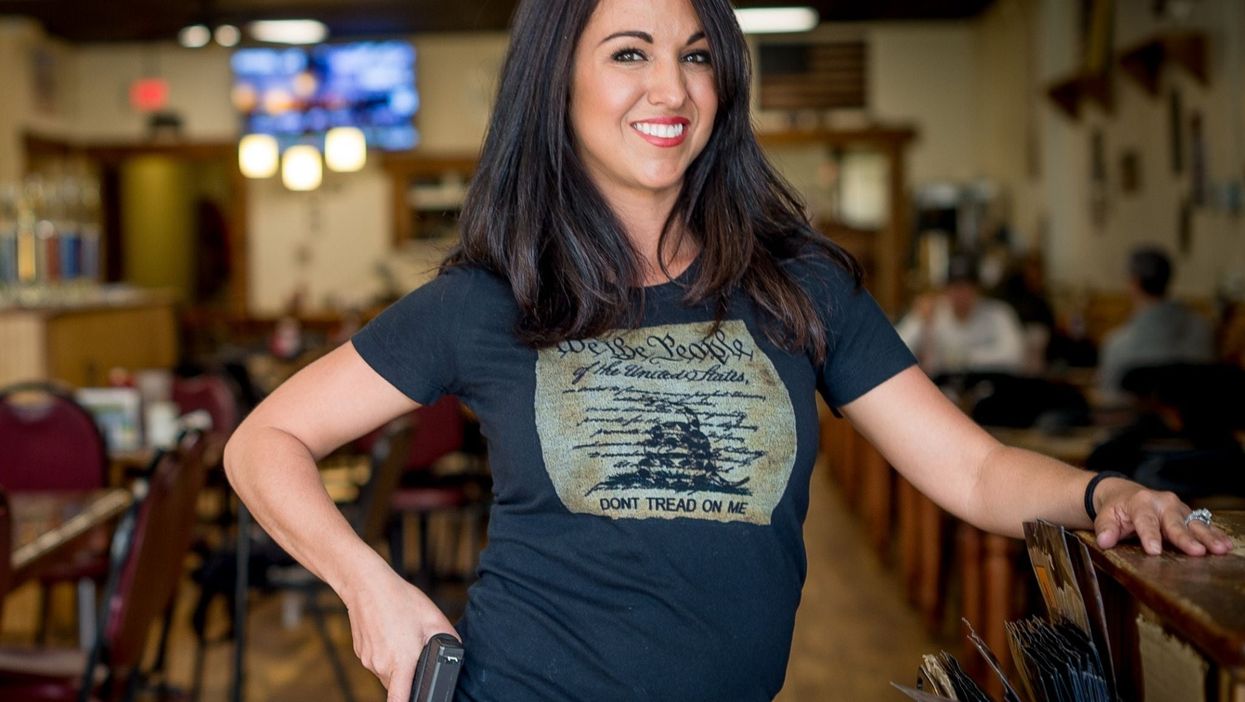 Owner Lauren Boebert poses for a portrait at Shooters Grill in Rifle, Colorado on April 24, 2018.