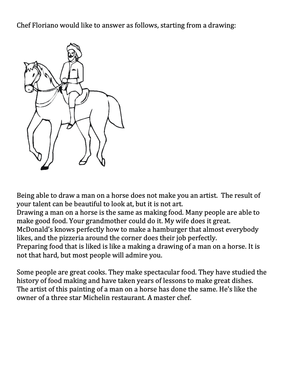 Page 1/3 of the "Declaration by Chef Floriano Pellegrino."