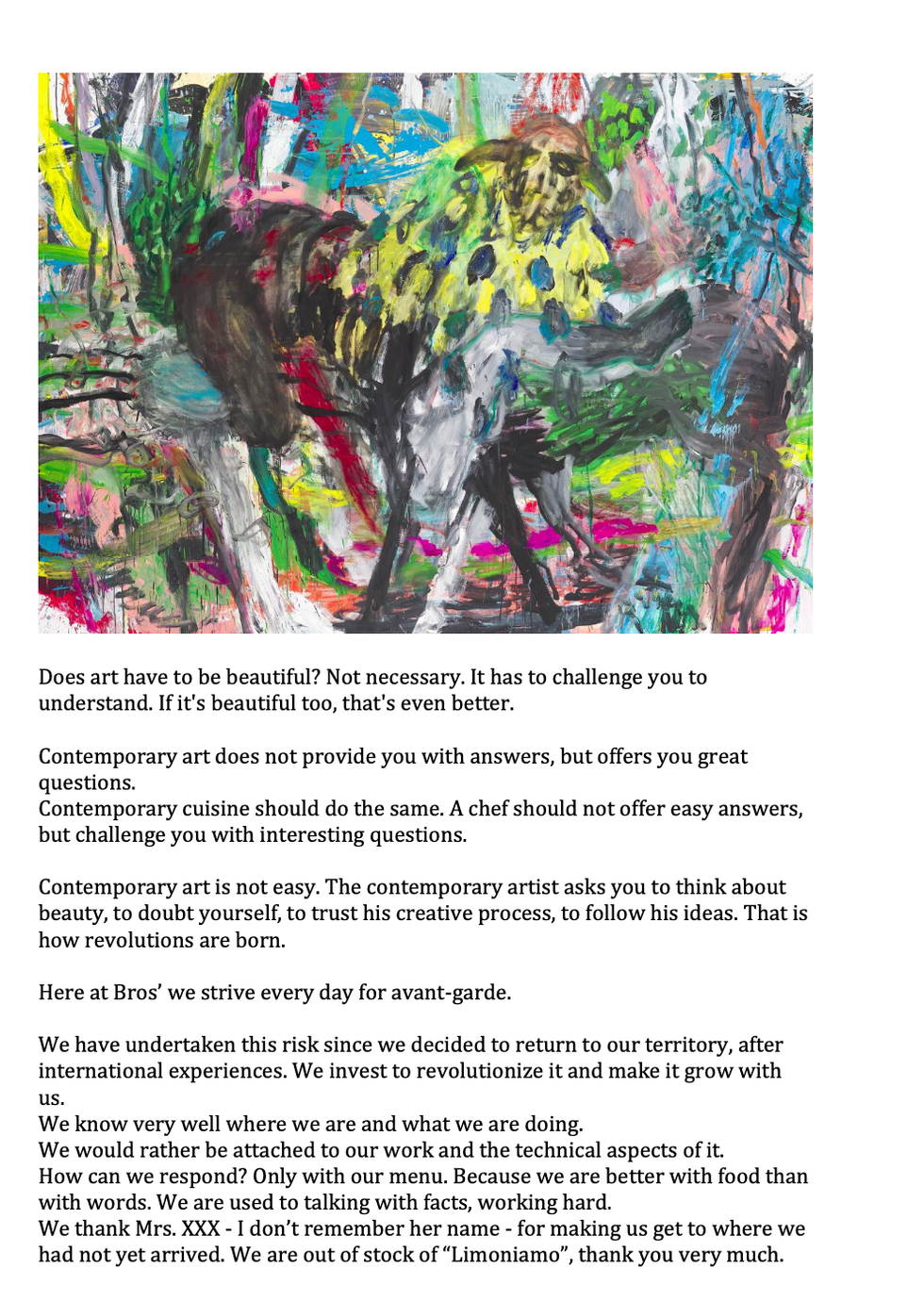 Page 3/3 of the "Declaration by Chef Floriano Pellegrino."