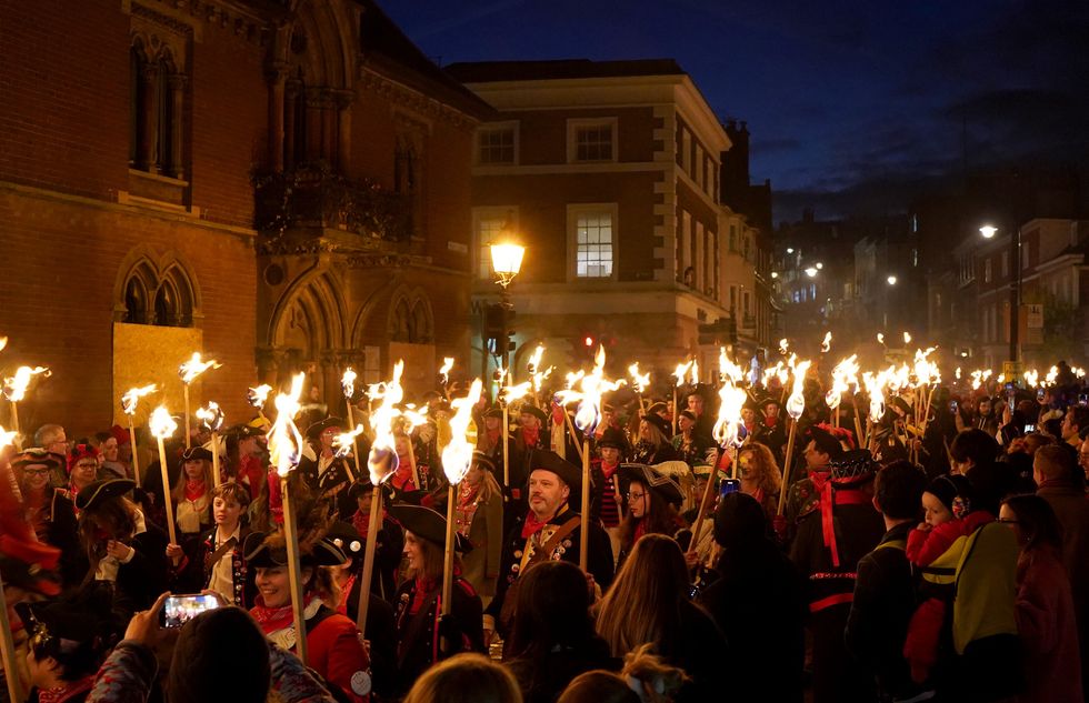 Participants during the parade through the town of Lewes (Gareth Fuller/PA)