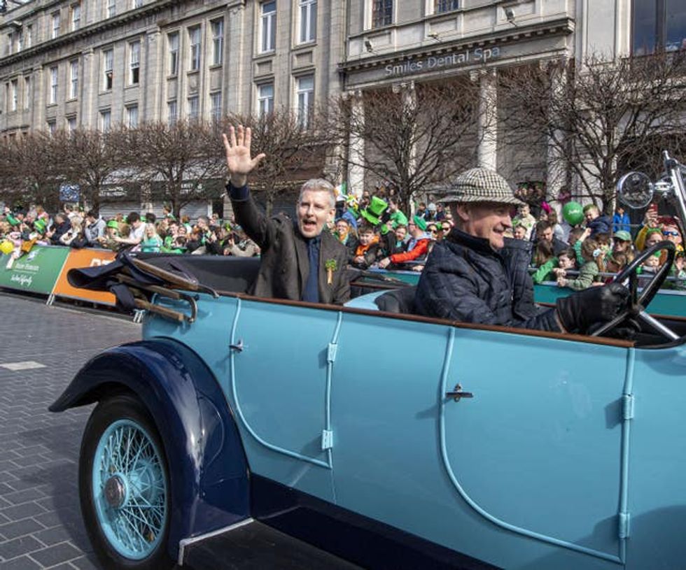 Patrick Kielty, this year\u2019s Grand Marshal, takes part in the St Patrick\u2019s Day Parade in Dublin