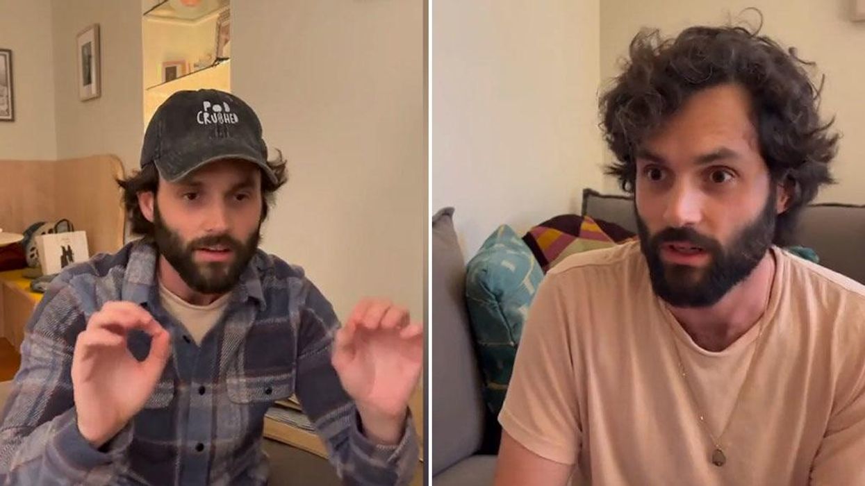Penn Badgley interviewing himself as Joe Goldberg for a podcast is comedy genius