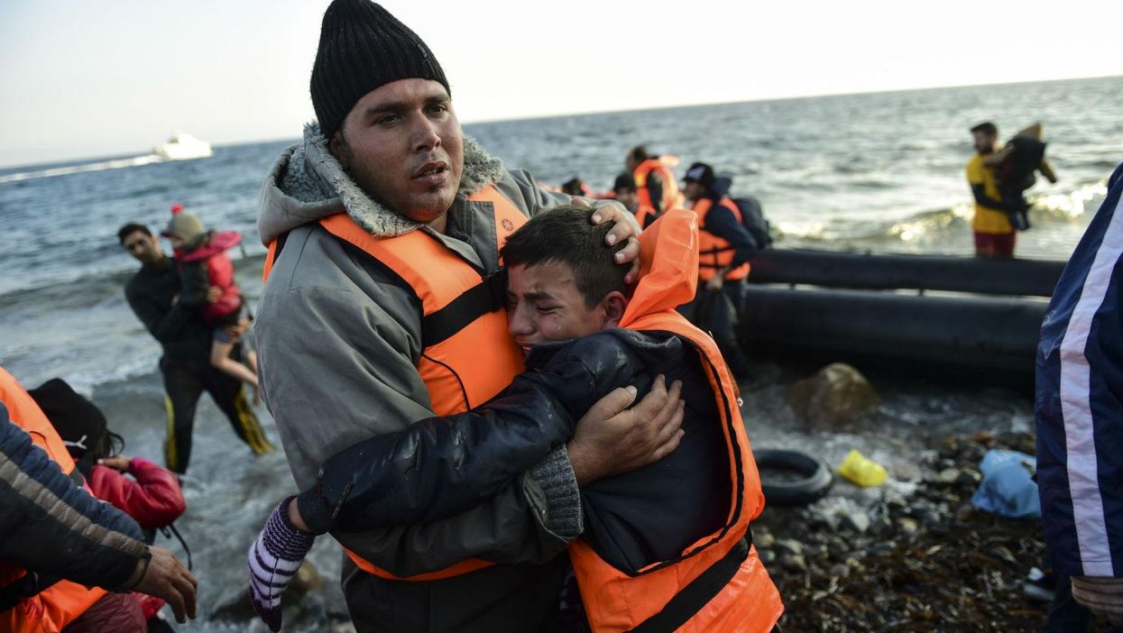 People  arriving on the Greek island of Lesbos on November 17, 2015