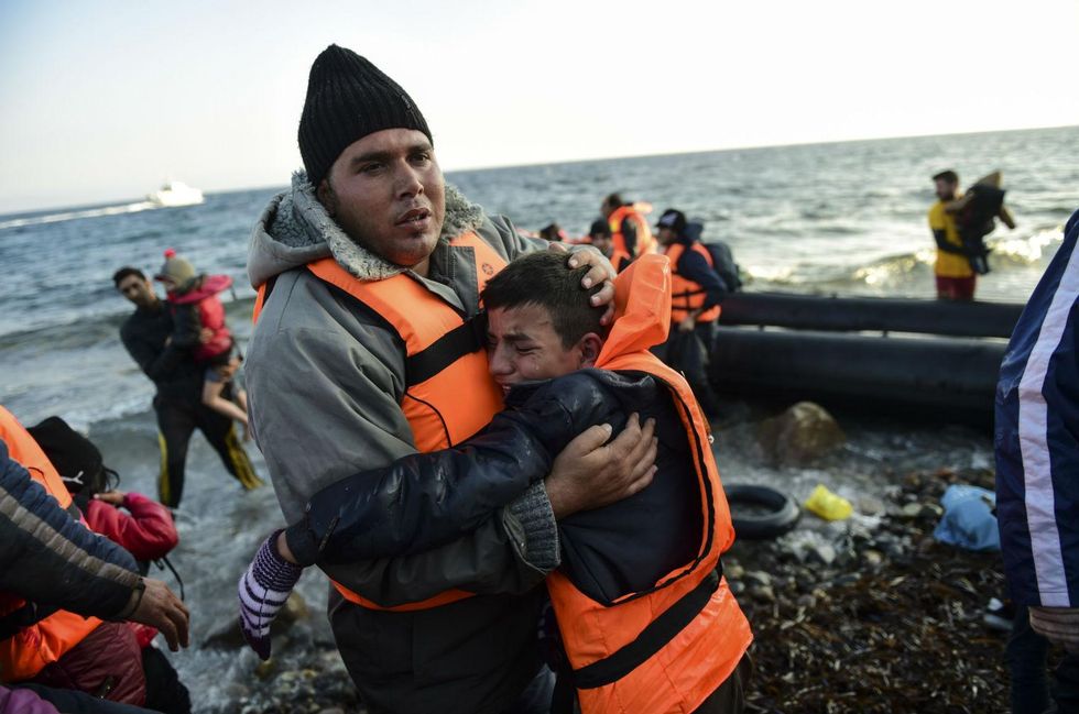 People arriving on the Greek island of Lesbos on November 17, 2015