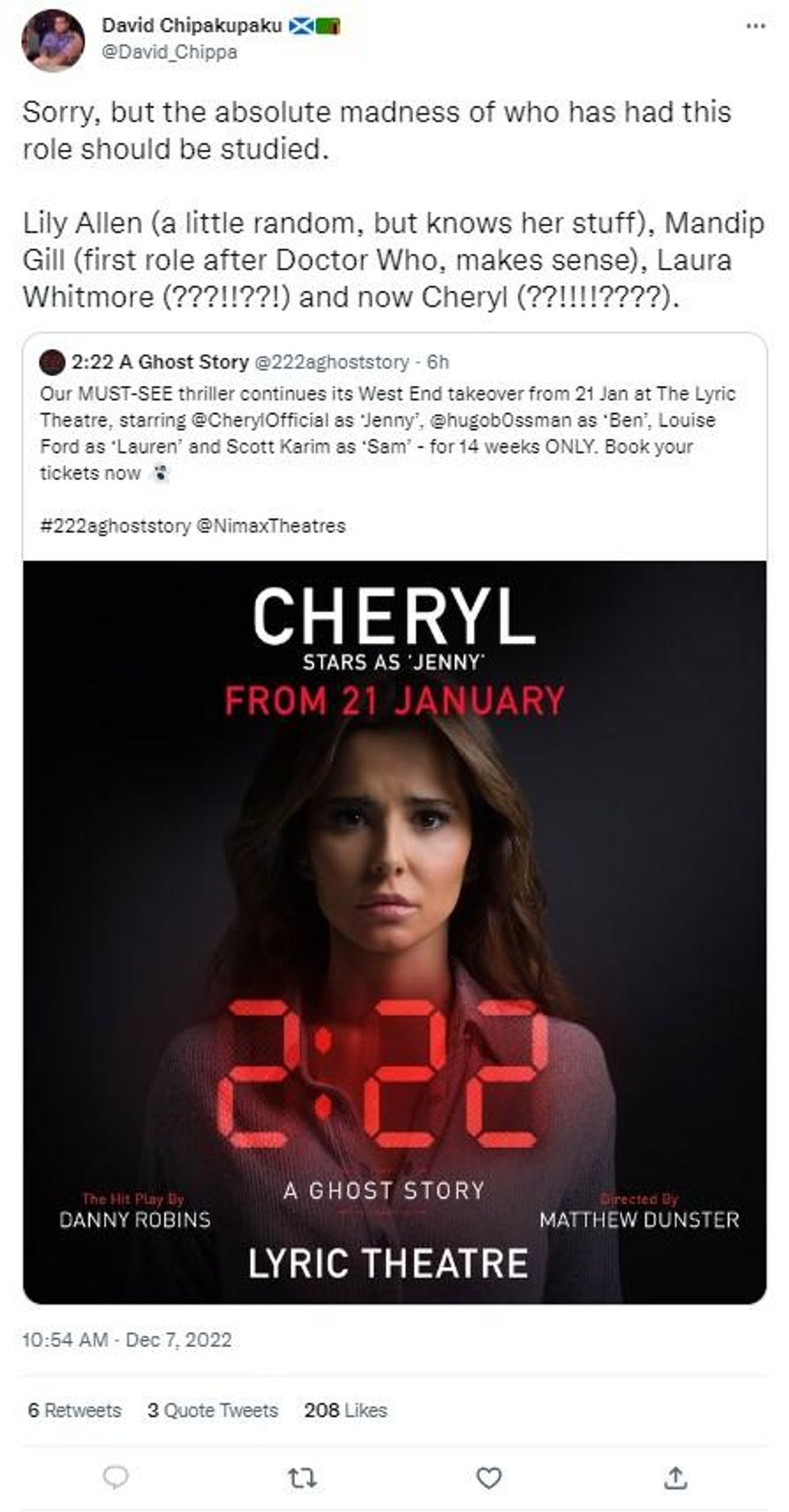 Cheryl making her West End debut in a ghost thriller and the memes are