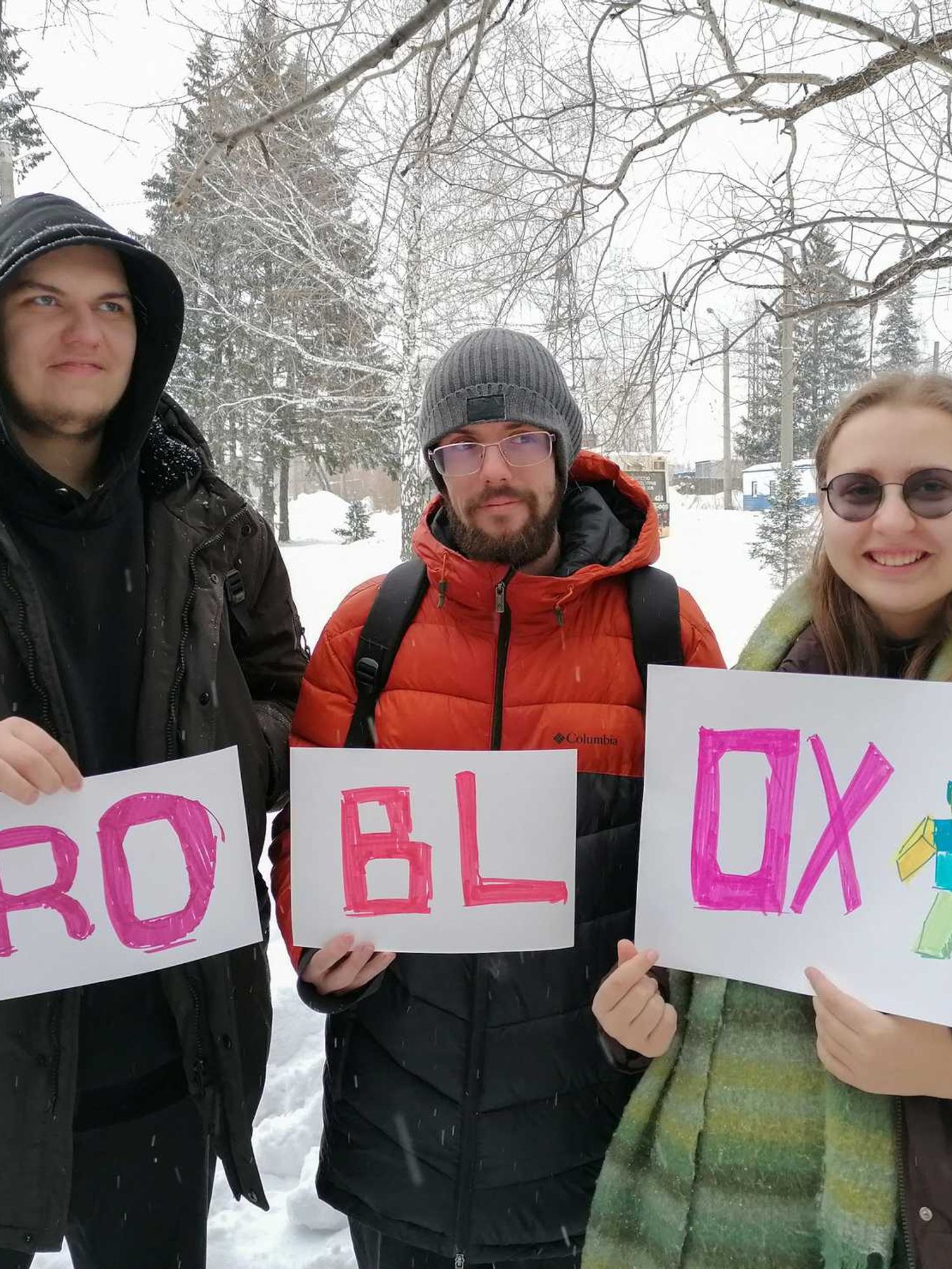 People take part in a protest against Russia's ban on U.S. children's gaming platform Roblox in the Siberian city of Tomsk, Russia, December 14, 2025