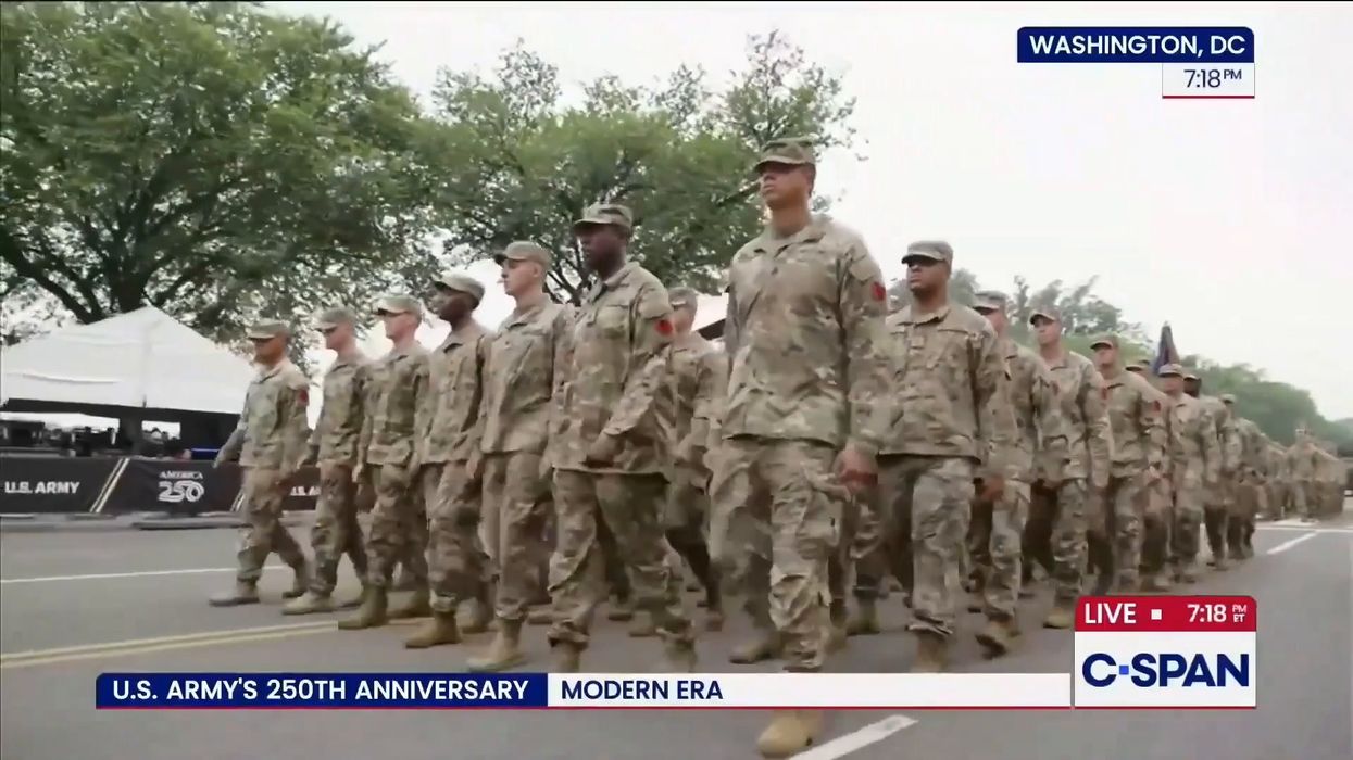 Viral theory claims military were marching 'out of sync' to protest against Trump