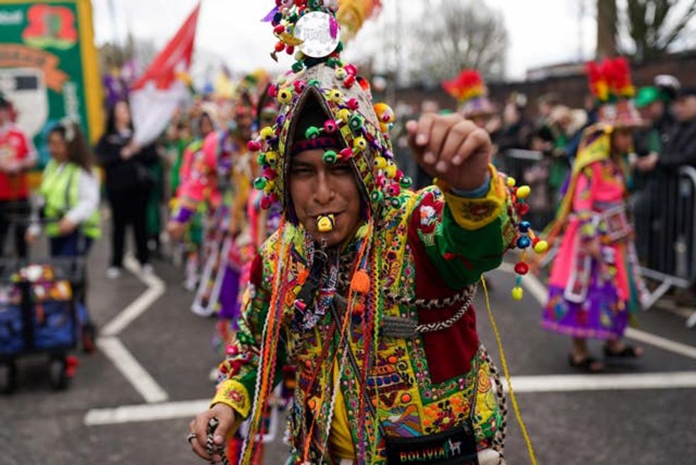Performers take part in the St Patrick\u2019s Day Parade in Birmingham