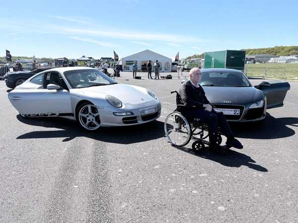 Peter Kluss, 74, with an Audi R8 and a Porsche 911 Carrera