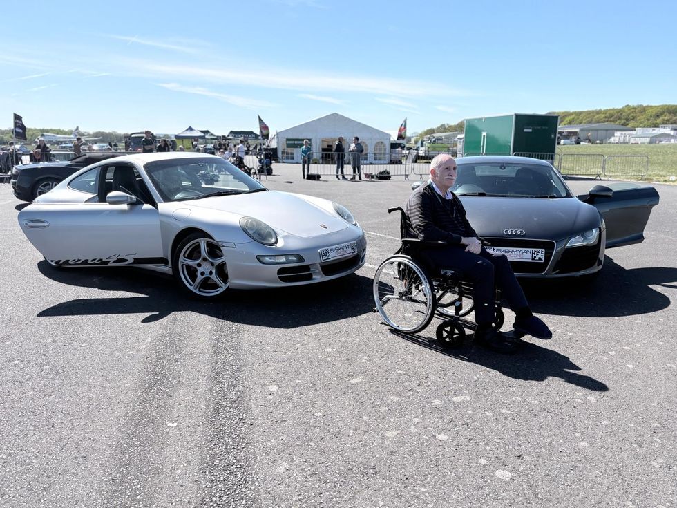Peter Kluss, 74, with an Audi R8 and a Porsche 911 Carrera