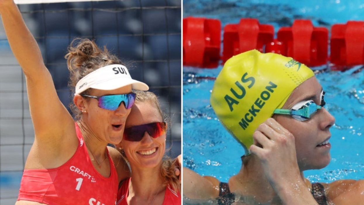 <p>Photos of female volleyball athletes (left) and swimmers (right) have been posted on the Oh-lympics subreddit</p>