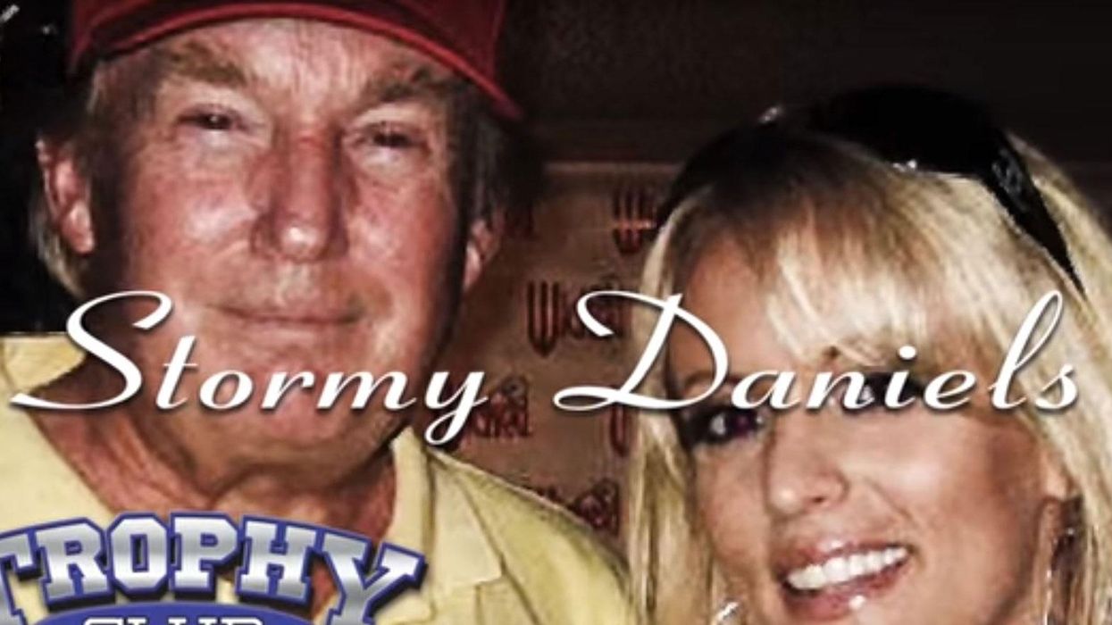 Picture: A poster featuring Donald Trump and Stormy Daniels to promote the porn actress's 'Making America Horny Again' tour