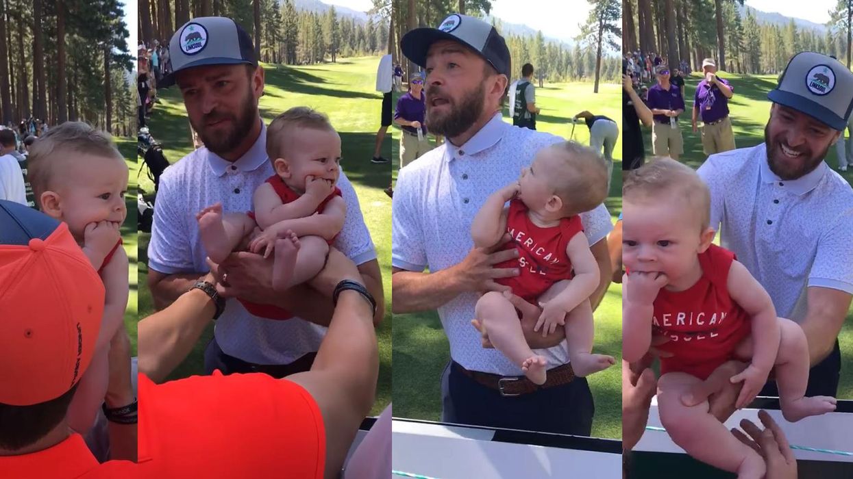 Man asked Justin Timberlake to hold his baby during a golf