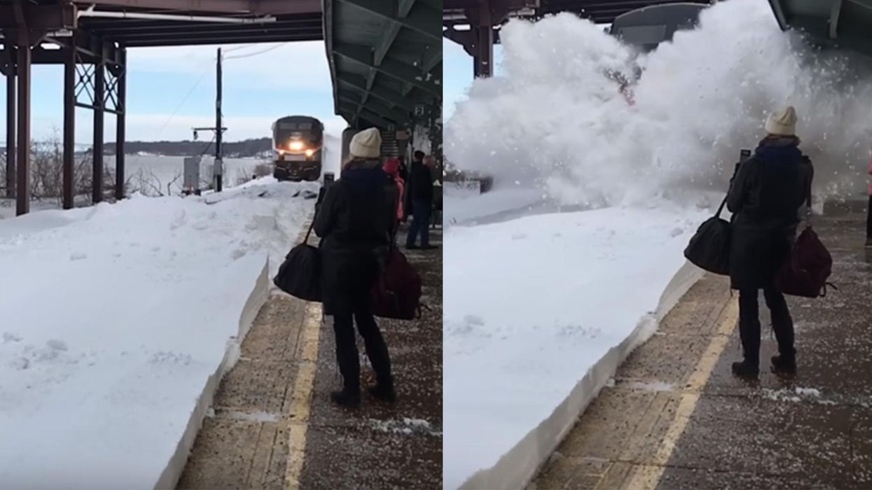 Train Porn Movie - Incredible video captures the moment when a train splashed tons of snow  over unsuspecting passengers | indy100 | indy100