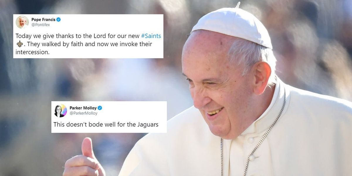 Gendanne ballon Synes Pope Francis accidentally tags NFL team in a tweet about new saints |  indy100 | indy100