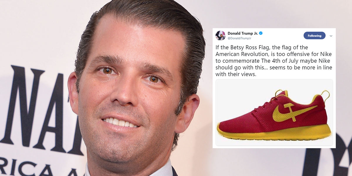 Donald Trump Jr tries to mock Nike with communist themed trainers