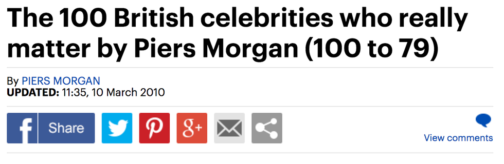 Piers Morgan's 2010 article on JK Rowling's appeal