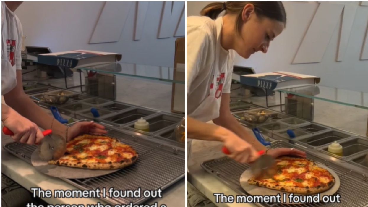 Pizza chef tears apart heart-shaped pizza after finding out it was ordered by her ex