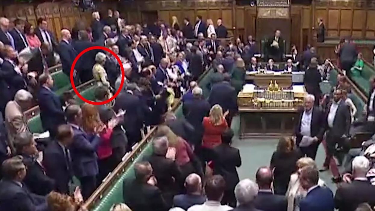 Theresa May refuses to clap as Boris Johnson leaves PMQs for final time