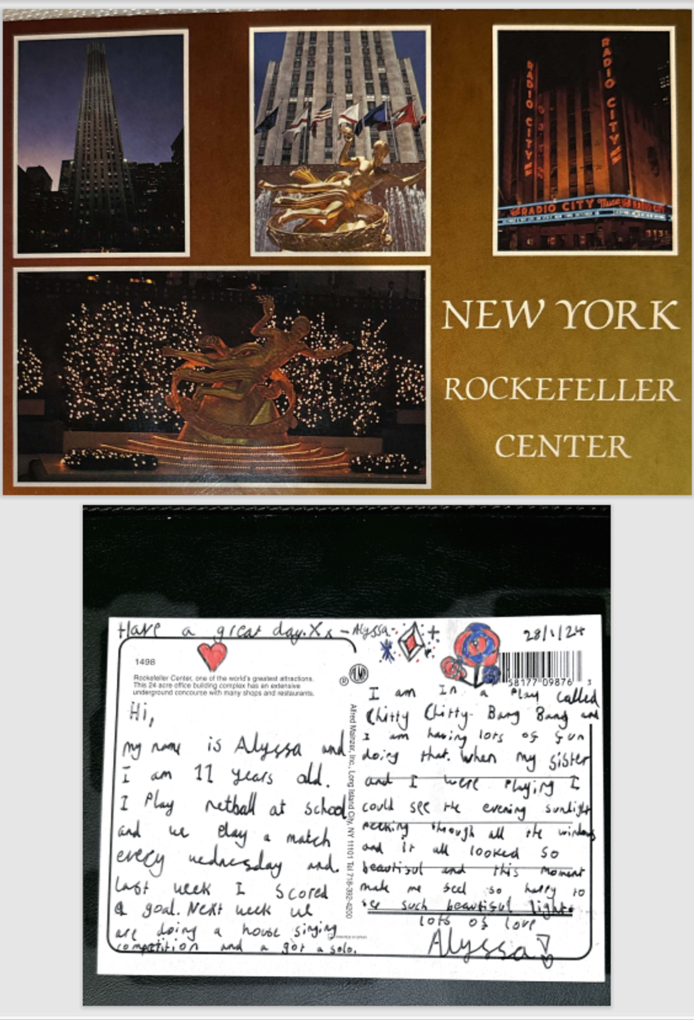 Postcard with writing on it