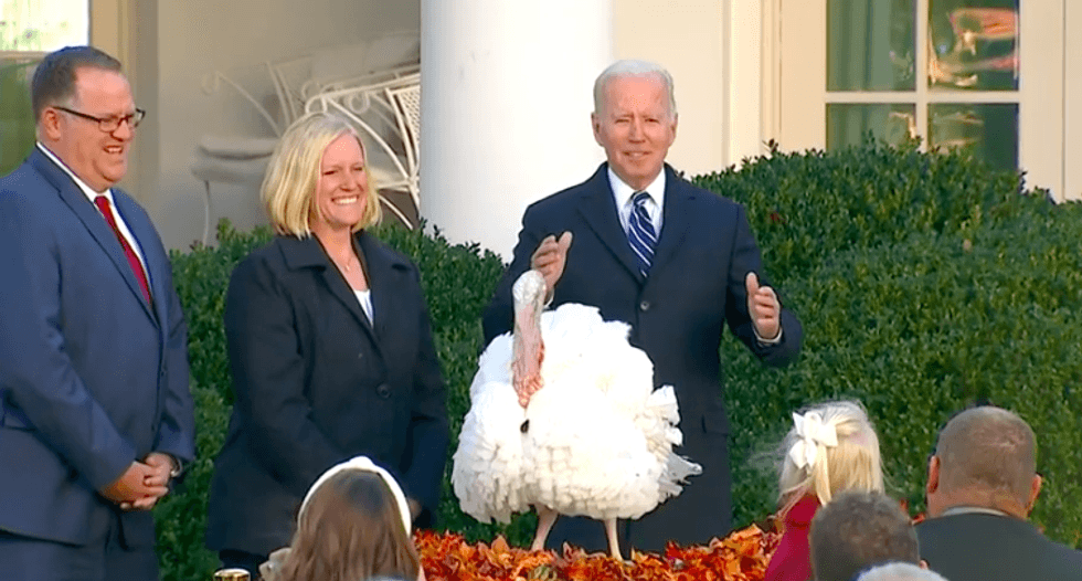 <p>President Biden pardons turkeys. </p>