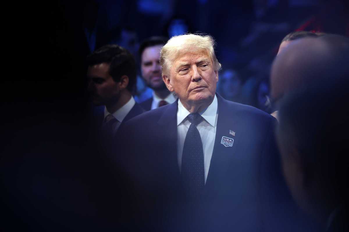 President Donald Trump is seen during UFC Freedom 250 at the White House.