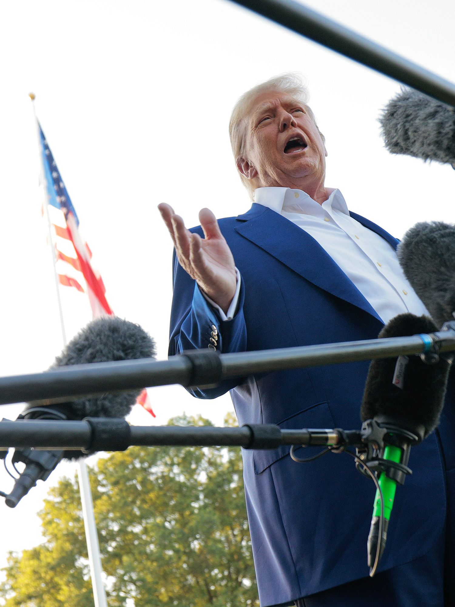 President Donald Trump speaks to reporters before boarding the Marine One presidential helicopter and departing the White House on June 24, 2025 in Washington, DC