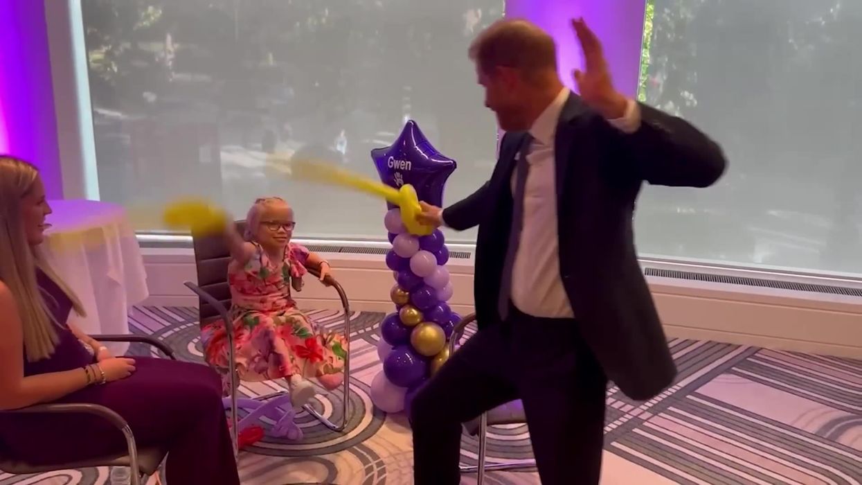 Watch touching moment Prince Harry duels with young girl at WellChild Awards