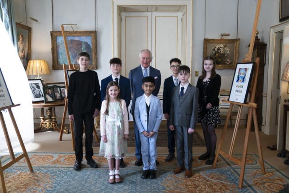 Prince of Wales meets winners of stamp competition