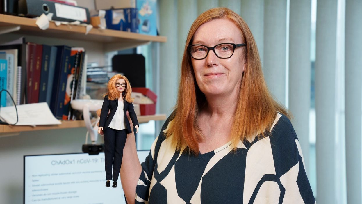 Professor Dame Sarah Gilbert holding her barbie doll (Deft Productions/PA)