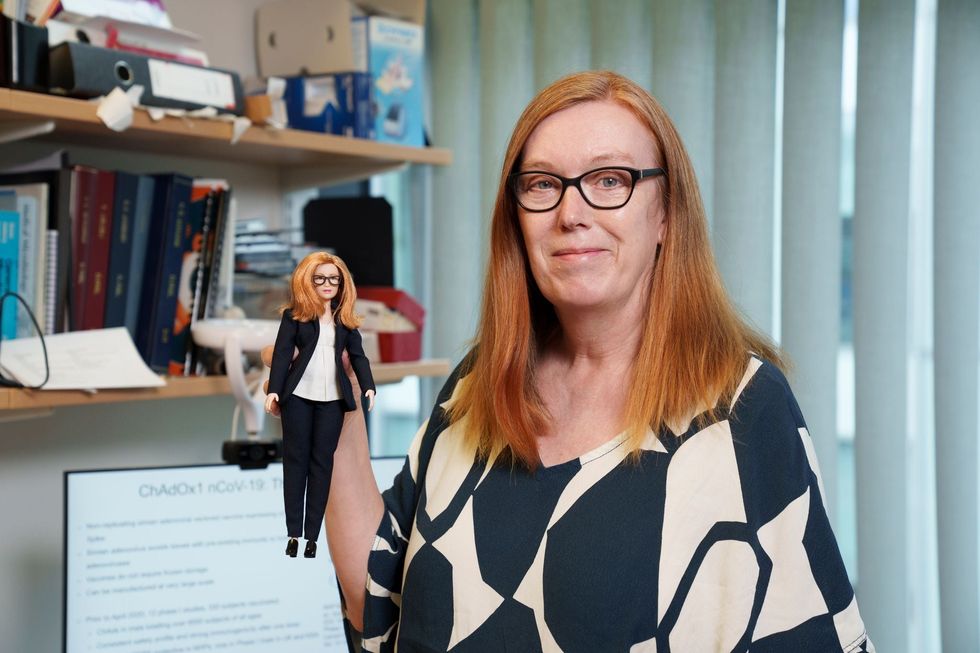 Professor Dame Sarah Gilbert holding her barbie doll (Deft Productions/PA)