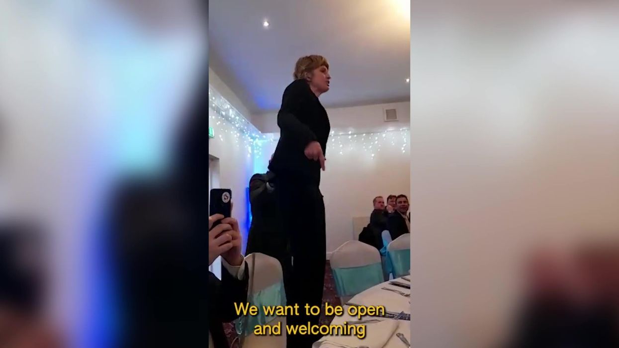 Priti Patel speech ambushed by activists branding her refugee policies 'racist'