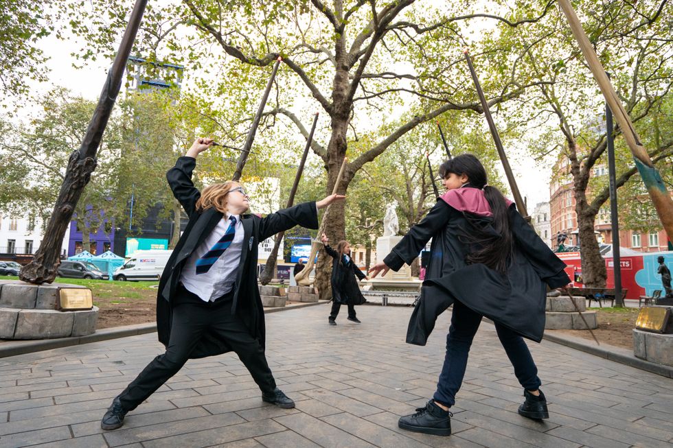 Pupils from Park View School in north London were taught how to use the wands (Dominic Lipinski/PA)