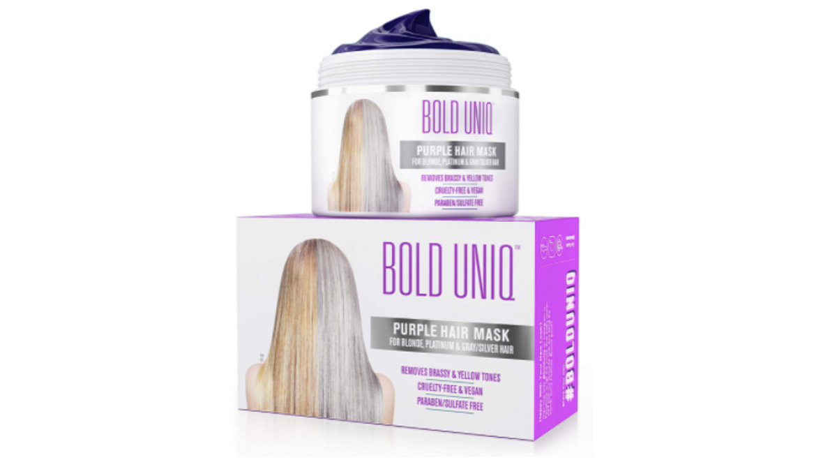 1. Purple Hair Mask for Blonde, Platinum & Silver Hair - Banish Yellow Hues: Blue Masque to Reduce Brassiness & Condition Dry Damaged Hair - Sulfate Free Toner - 7.27 Fl. Oz / 215 ml - wide 2
