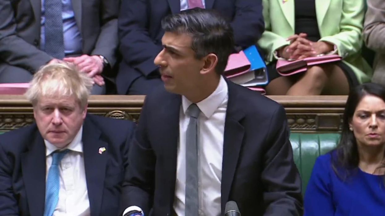 Boris Johnson seen chuckling in the Commons while Rishi Sunak talks about Ukraine