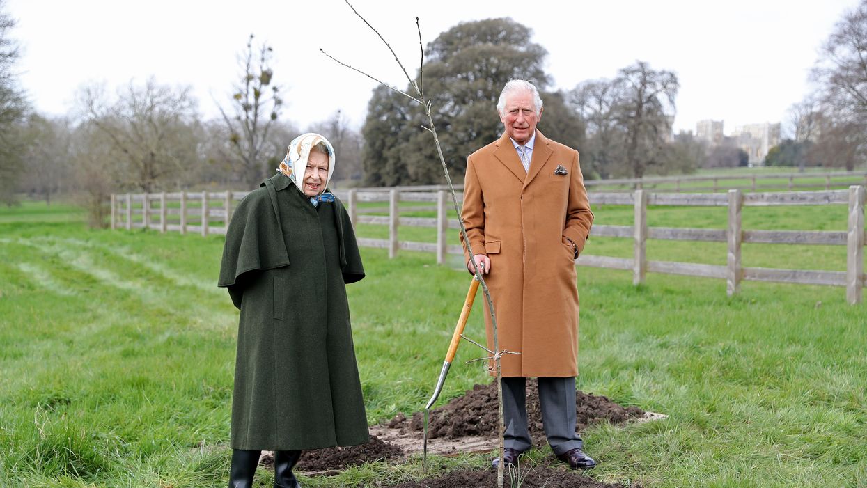 Queen Elizabeth II and the Prince of Wales planting the first Jubilee tree to mark the Queen’s platinum jubilee in the grounds of Windsor Castle, Berkshire, earlier this year
