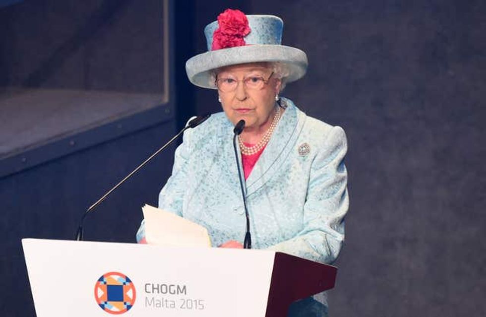 Queen Elizabeth II wearing the pendant as a brooch in Malta in 2015