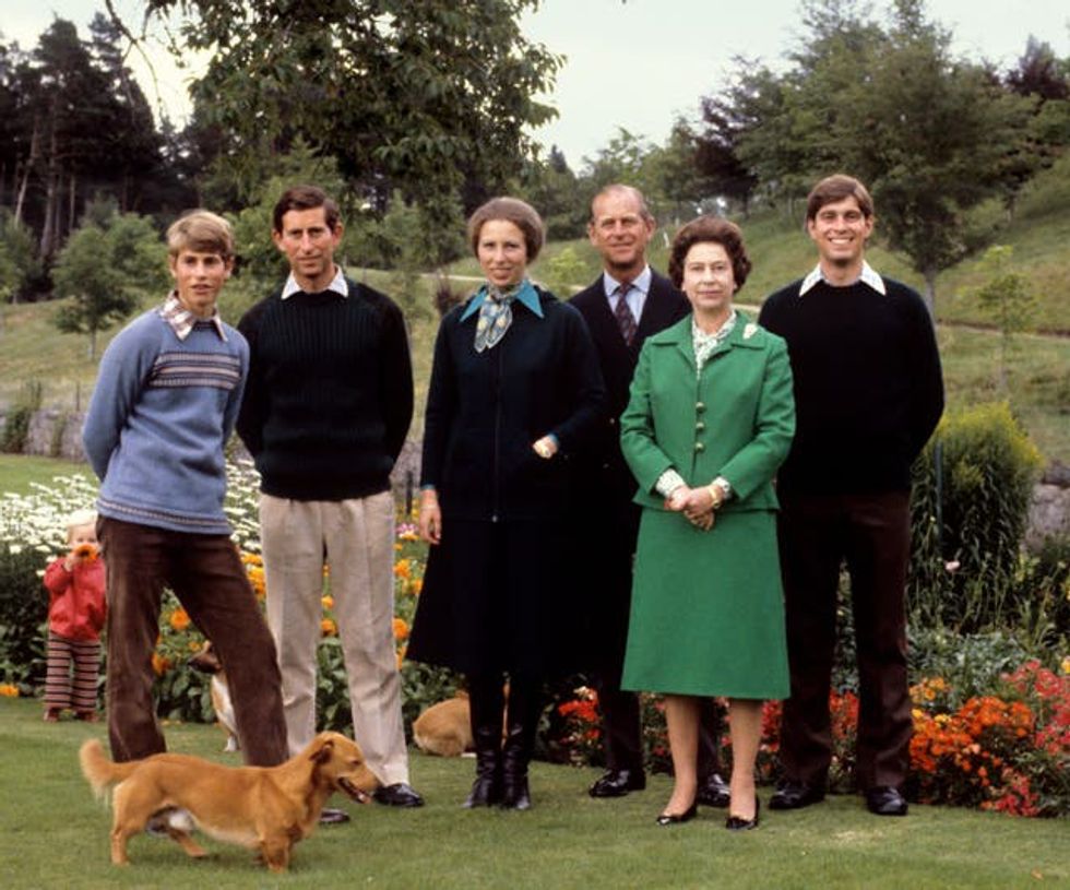 Queen Elizabeth II with the Duke of Edinburgh and their children Edward, Charles, Anne and Andrew, at Balmoral in 1971
