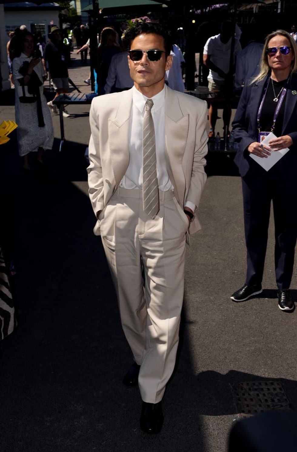 Rami Malek on day 12 of Wimbledon