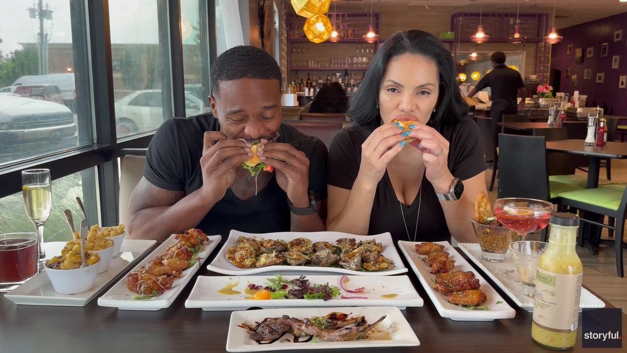 Watch moment influencers flee as car crashes through restaurant window