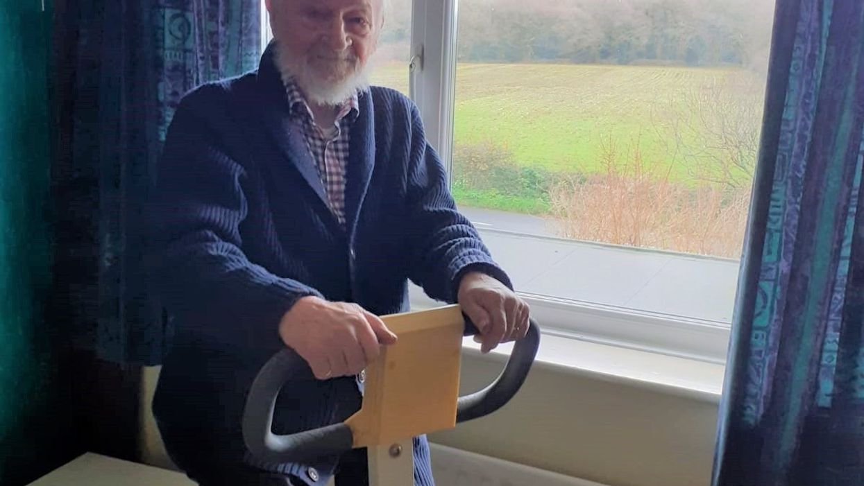 Raymond Brooks on his exercise bike