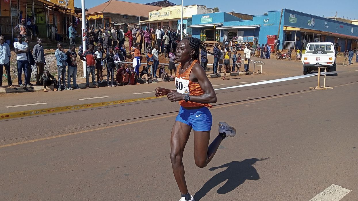 Rebecca Cheptegei competes at the Discovery 10km road race in Kapchorwa, Uganda Friday, Jan. 20, 2023