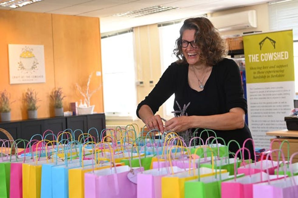 Rebecca Haines, one of a team of National Lottery millionaire mums helping at the Cowshed