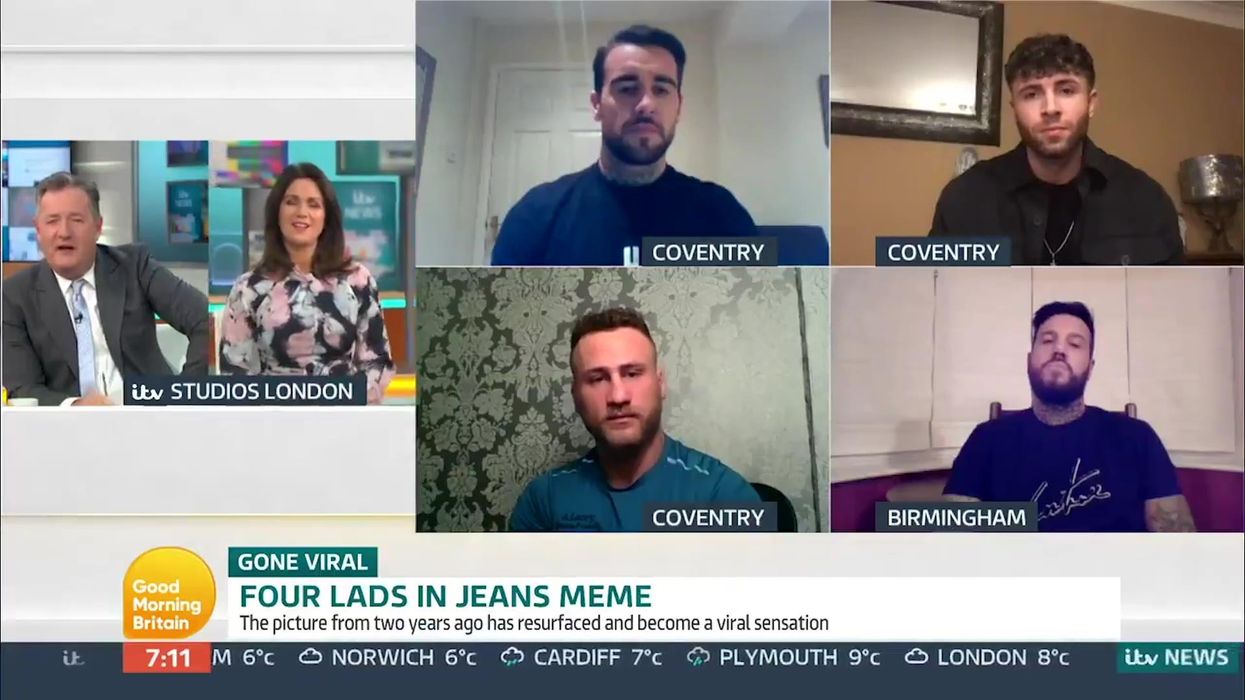 The statue of the ‘Four Lads in Jeans’ meme has finally been unveiled – and it's quite something