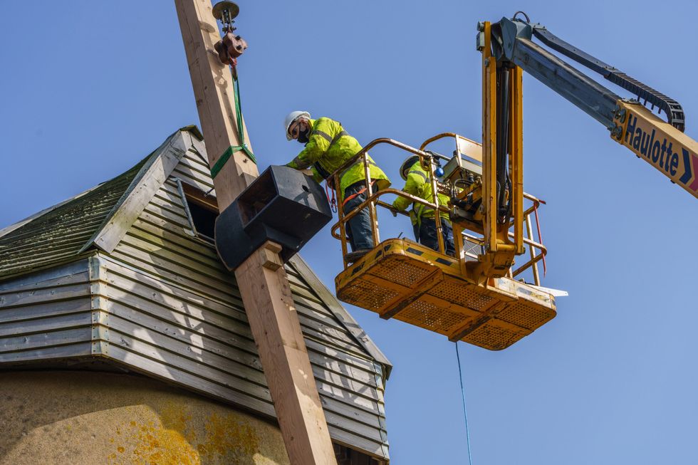 Renovation work on Bembridge Windmill on the Isle of Wight