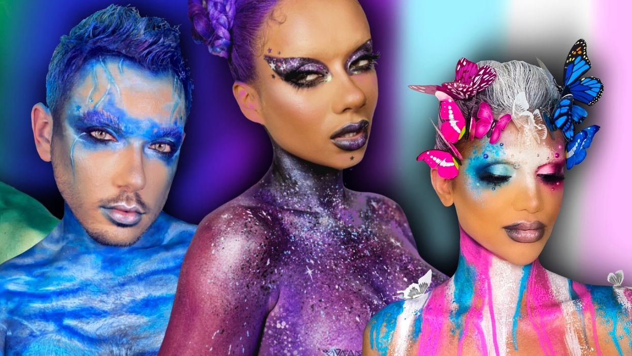 <p>Renowned celebrity make up artist <a href="https://www.instagram.com/annalingis/">Anna Lingis</a> is celebrating Pride through her artistry. From left to right: Thomas Tatum, Jade Laurice, Faye Dickinson.</p>